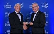 4 June 2022; Francis Butler of Wilson’s Hospital School in Dublin, left, is presented with the Energia Development School of the Year award by Gary Ryan of Energia during the Leinster Rugby Awards Ball at The Clayton Hotel Burlington Road in Dublin. The Leinster Rugby Awards Ball was a celebration of the 2021/22 Leinster Rugby season to date. Photo by Brendan Moran/Sportsfile