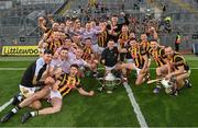 4 June 2022; The Kilkenny team celebrate with the Bob O'Keeffe cup after the Leinster GAA Hurling Senior Championship Final match between Galway and Kilkenny at Croke Park in Dublin. Photo by Ramsey Cardy/Sportsfile
