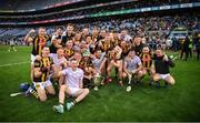 4 June 2022; The Kilkenny players celebrate with the Bob O'Keeffe Cup after the Leinster GAA Hurling Senior Championship Final match between Galway and Kilkenny at Croke Park in Dublin. Photo by Ray McManus/Sportsfile
