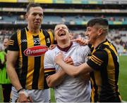 4 June 2022; Walter Walsh, left, Kilkenny goalkeeper Eoin Murphy and Cian Kenny celebrate after the Leinster GAA Hurling Senior Championship Final match between Galway and Kilkenny at Croke Park in Dublin. Photo by Ray McManus/Sportsfile