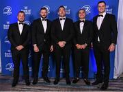 4 June 2022; On arrival at the Leinster Rugby Awards Ball are, from left, Ed Byrne, Robbie Henshaw, Jack Conan, James Lowe and James Ryan. The Leinster Rugby Awards Ball, which took place at the Clayton Burlington Hotel in Dublin, was a celebration of the 2021/22 Leinster Rugby season to date. Photo by Harry Murphy/Sportsfile