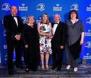 4 June 2022; Johnny O'Hagan and his family with his Beauchamps Contribution to Leinster Rugby award during the Leinster Rugby Awards Ball at The Clayton Hotel Burlington Road in Dublin. The Leinster Rugby Awards Ball was a celebration of the 2021/22 Leinster Rugby season to date. Photo by Brendan Moran/Sportsfile