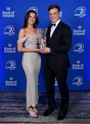 4 June 2022; Josh van der Flier and his partner Sophie de Patoul with his Bank of Ireland Men's Player's Player of the Year award during the Leinster Rugby Awards Ball at The Clayton Hotel Burlington Road in Dublin. The Leinster Rugby Awards Ball was a celebration of the 2021/22 Leinster Rugby season to date. Photo by Brendan Moran/Sportsfile