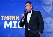 4 June 2022; Outgoing CEO Mick Dawson speaks during the Leinster Rugby Awards Ball at The Clayton Hotel Burlington Road in Dublin. The Leinster Rugby Awards Ball was a celebration of the 2021/22 Leinster Rugby season to date. Photo by Harry Murphy/Sportsfile