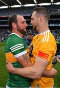 4 June 2022; Mikey Boyle of Kerry and Neil McManus of Antrim after the Joe McDonagh Cup Final match between Antrim and Kerry at Croke Park in Dublin. Photo by Ray McManus/Sportsfile