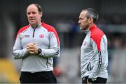 5 June 2022; Tyrone joint-managers Brian Dooher, right, and Feargal Logan before the GAA Football All-Ireland Senior Championship Round 1 match between Armagh and Tyrone at Athletic Grounds in Armagh. Photo by Ben McShane/Sportsfile