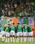 4 June 2022; Republic of Ireland players huddle before the UEFA Nations League B group 1 match between Armenia and Republic of Ireland at Vazgen Sargsyan Republican Stadium in Yerevan, Armenia. Photo by Stephen McCarthy/Sportsfile