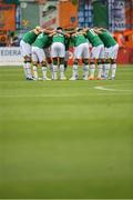 4 June 2022; Republic of Ireland players huddle before the UEFA Nations League B group 1 match between Armenia and Republic of Ireland at Vazgen Sargsyan Republican Stadium in Yerevan, Armenia. Photo by Stephen McCarthy/Sportsfile