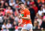 5 June 2022; Aidan Nugent of Armagh celebrates after scoring his side's first goal during the GAA Football All-Ireland Senior Championship Round 1 match between Armagh and Tyrone at Athletic Grounds in Armagh. Photo by Ben McShane/Sportsfile