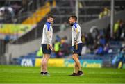 5 June 2022; Clare captain Tony Kelly and John Conlon on the pitch before the Munster GAA Hurling Senior Championship Final match between Limerick and Clare at Semple Stadium in Thurles, Tipperary. Photo by Ray McManus/Sportsfile
