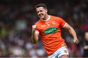 5 June 2022; Stefan Campbell of Armagh celebrates after kicking a point during the GAA Football All-Ireland Senior Championship Round 1 match between Armagh and Tyrone at Athletic Grounds in Armagh. Photo by Ramsey Cardy/Sportsfile