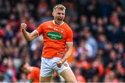 5 June 2022; Rian O'Neill of Armagh celebrates at the final whistle of the GAA Football All-Ireland Senior Championship Round 1 match between Armagh and Tyrone at Athletic Grounds in Armagh. Photo by Ben McShane/Sportsfile