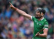 5 June 2022; Gearoid Hegarty of Limerick celebrates after scoring his side's first goal during the Munster GAA Hurling Senior Championship Final match between Limerick and Clare at FBD Semple Stadium in Thurles, Tipperary. Photo by Piaras Ó Mídheach/Sportsfile