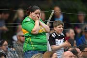 5 June 2022; Marie Dunne originally from Leitrim but now living in Sligo with her son James show their emotions at the closing stages of the match in the Tailteann Cup Quarter-Final match between Leitrim and Sligo at Avant Money Páirc Seán Mac Diarmada, Carrick-on-Shannon in Leitrim. Photo by Ray Ryan/Sportsfile
