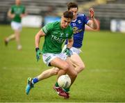 5 June 2022; Jonny Cassidy of Fermanagh in action against Oisin Kiernan of Cavan during the Tailteann Cup Quarter-Final match between Fermanagh and Cavan at Brewster Park in Enniskillen, Fermanagh. Photo by Philip Fitzpatrick/Sportsfile