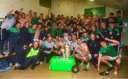 5 June 2022; The Limerick players celebrate with The Mick Mackey Cup the Munster GAA Hurling Senior Championship Final match between Limerick and Clare at Semple Stadium in Thurles, Tipperary. Photo by Ray McManus/Sportsfile