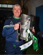5 June 2022; Limerick manager John Kiely with The Mick Mackey Cup the Munster GAA Hurling Senior Championship Final match between Limerick and Clare at Semple Stadium in Thurles, Tipperary. Photo by Ray McManus/Sportsfile