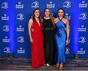 4 June 2022; On arrival at the Leinster Rugby Awards Ball are Molly Boyne, Emma Murphy and Niamh Byrne. The Leinster Rugby Awards Ball, which took place at the Clayton Burlington Hotel in Dublin, was a celebration of the 2021/22 Leinster Rugby season to date. Photo by Harry Murphy/Sportsfile