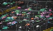 5 June 2022; Discarded rain ponchos lie on the town end terrace after the Munster GAA Hurling Senior Championship Final match between Limerick and Clare at Semple Stadium in Thurles, Tipperary. Photo by Ray McManus/Sportsfile