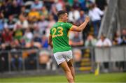 5 June 2022;  Shane Moran of Leitrim celebrates after scoring a goal, but was ruled as a square ball during the Tailteann Cup Quarter-Final match between Leitrim and Sligo at Avant Money Páirc Seán Mac Diarmada, Carrick-on-Shannon in Leitrim. Photo by Ray Ryan/Sportsfile