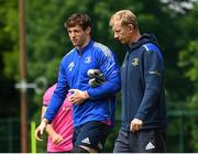 6 June 2022; Ryan Baird and head coach Leo Cullen during a Leinster Rugby squad training session at UCD in Dublin. Photo by Harry Murphy/Sportsfile