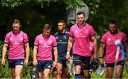 6 June 2022; Leinster players, from left, Rory O'Loughlin, Luke McGrath, Adam Byrne, James Ryan and Andrew Porter during a Leinster Rugby squad training session at UCD in Dublin. Photo by Harry Murphy/Sportsfile