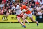 5 June 2022; Connaire Mackin of Armagh and Rory Brennan of Tyrone during the GAA Football All-Ireland Senior Championship Round 1 match between Armagh and Tyrone at Athletic Grounds in Armagh. Photo by Ben McShane/Sportsfile