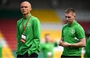 6 June 2022; Republic of Ireland players Will Smallbone, left, and Ross Tierney during the UEFA European U21 Championship qualifying group F match between Republic of Ireland and Montenegro at Tallaght Stadium in Dublin. Photo by Eóin Noonan/Sportsfile
