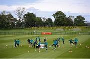 6 June 2022; Players warm up during a Republic of Ireland training session at the FAI National Training Centre in Abbotstown, Dublin. Photo by Stephen McCarthy/Sportsfile
