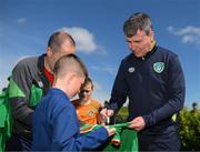 6 June 2022; Manager Stephen Kenny signs an autograph after a Republic of Ireland training session at the FAI National Training Centre in Abbotstown, Dublin. Photo by Stephen McCarthy/Sportsfile