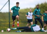 6 June 2022; Jayson Molumby in action against James McClean during a Republic of Ireland training session at the FAI National Training Centre in Abbotstown, Dublin. Photo by Stephen McCarthy/Sportsfile