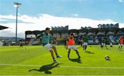 6 June 2022; Conor Noss, left, and Eiran Cashin of Republic of Ireland during the warm-up before the UEFA European U21 Championship qualifying group F match between Republic of Ireland and Montenegro at Tallaght Stadium in Dublin. Photo by Seb Daly/Sportsfile