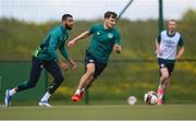 6 June 2022; Jayson Molumby and CJ Hamilton, left, during a Republic of Ireland training session at the FAI National Training Centre in Abbotstown, Dublin. Photo by Stephen McCarthy/Sportsfile