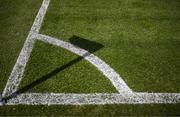 6 June 2022; The shadow of a corner flag is cast by the sun onto a marked pitch during a Republic of Ireland training session at the FAI National Training Centre in Abbotstown, Dublin. Photo by Stephen McCarthy/Sportsfile