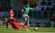 6 June 2022; Conor Noss of Republic of Ireland is tackled by Ognjen Obradovic of Montenegro during the UEFA European U21 Championship qualifying group F match between Republic of Ireland and Montenegro at Tallaght Stadium in Dublin. Photo by Eóin Noonan/Sportsfile