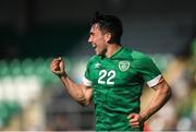 6 June 2022; Liam Kerrigan of Republic of Ireland celebrates after scoring his side's second goal during the UEFA European U21 Championship qualifying group F match between Republic of Ireland and Montenegro at Tallaght Stadium in Dublin. Photo by Eóin Noonan/Sportsfile