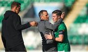 6 June 2022; Conor Coventry of Republic of Ireland with Republic of Ireland manager Jim Crawford after the UEFA European U21 Championship qualifying group F match between Republic of Ireland and Montenegro at Tallaght Stadium in Dublin. Photo by Eóin Noonan/Sportsfile