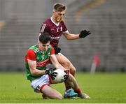 6 May 2022; Jack Keane of Mayo in action against Jack Lonergan of Galway during the Electric Ireland Connacht GAA Football Minor Championship Final match between Galway and Mayo at Hastings Insurance MacHale Park in Castlebar, Mayo. Photo by Piaras Ó Mídheach/Sportsfile