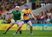5 June 2022; Rory Hayes of Clare in action against Aaron Gillane of Limerick during the Munster GAA Hurling Senior Championship Final match between Limerick and Clare at Semple Stadium in Thurles, Tipperary. Photo by Ray McManus/Sportsfile