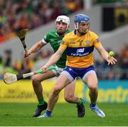 5 June 2022; Rory Hayes of Clare in action against Aaron Gillane of Limerick during the Munster GAA Hurling Senior Championship Final match between Limerick and Clare at Semple Stadium in Thurles, Tipperary. Photo by Ray McManus/Sportsfile