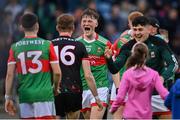 6 May 2022; Oliver Armstrong of Mayo, 19, celebrates after his side's victory in the Electric Ireland Connacht GAA Football Minor Championship Final match between Galway and Mayo at Hastings Insurance MacHale Park in Castlebar, Mayo. Photo by Piaras Ó Mídheach/Sportsfile