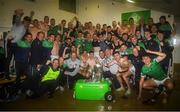 5 June 2022; The Limerick players and backroom staff celebrate with The Mick Mackey Cup the Munster GAA Hurling Senior Championship Final match between Limerick and Clare at Semple Stadium in Thurles, Tipperary. Photo by Ray McManus/Sportsfile