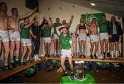 5 June 2022; William O'Donoghue and the Limerick players celebrate with the Mick Mackey Cup after the Munster GAA Hurling Senior Championship Final match between Limerick and Clare at Semple Stadium in Thurles, Tipperary. Photo by Ray McManus/Sportsfile