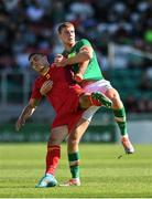 6 June 2022; Mark McGuinness of Republic of Ireland and Nikola Krstovic of Montenegro during the UEFA European U21 Championship qualifying group F match between Republic of Ireland and Montenegro at Tallaght Stadium in Dublin. Photo by Seb Daly/Sportsfile