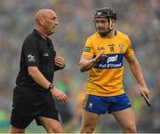 5 June 2022; Clare captain Tony Kelly remonstrates with referee John Keenan during the Munster GAA Hurling Senior Championship Final match between Limerick and Clare at Semple Stadium in Thurles, Tipperary. Photo by Ray McManus/Sportsfile