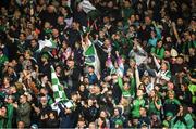 5 June 2022; Limerick supporters celebrate a score during the Munster GAA Hurling Senior Championship Final match between Limerick and Clare at Semple Stadium in Thurles, Tipperary. Photo by Ray McManus/Sportsfile