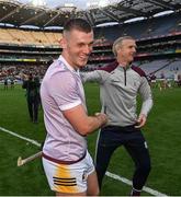 4 June 2022; Galway manager Henry Shefflin, right, congratulates Eoin Cody of Kilkenny after the Leinster GAA Hurling Senior Championship Final match between Galway and Kilkenny at Croke Park in Dublin. Photo by Ramsey Cardy/Sportsfile