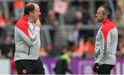 5 June 2022; Tyrone joint-managers Feargal Logan, left, and Brian Dooher before the GAA Football All-Ireland Senior Championship Round 1 match between Armagh and Tyrone at Athletic Grounds in Armagh. Photo by Ramsey Cardy/Sportsfile