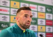 7 June 2022; Shane Duffy during a Republic of Ireland press conference at Aviva Stadium in Dublin. Photo by Stephen McCarthy/Sportsfile