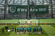 7 June 2022; Manager Stephen Kenny speaks to his players during a Republic of Ireland training session at Aviva Stadium in Dublin. Photo by Stephen McCarthy/Sportsfile
